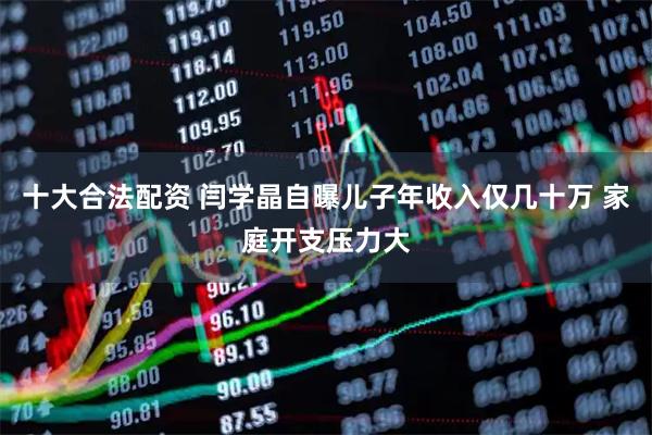 十大合法配资 闫学晶自曝儿子年收入仅几十万 家庭开支压力大